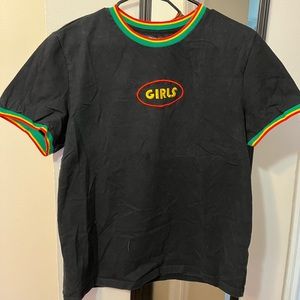 Black ringer T-shirt “Girls”